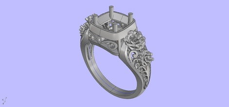 antiguidade noivado anel joalheria vintage diamante argolas 3d print model - Mito3D