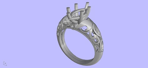 antique engangement ring vintage engagement diamond jewelry rings 3d print model - Mito3D