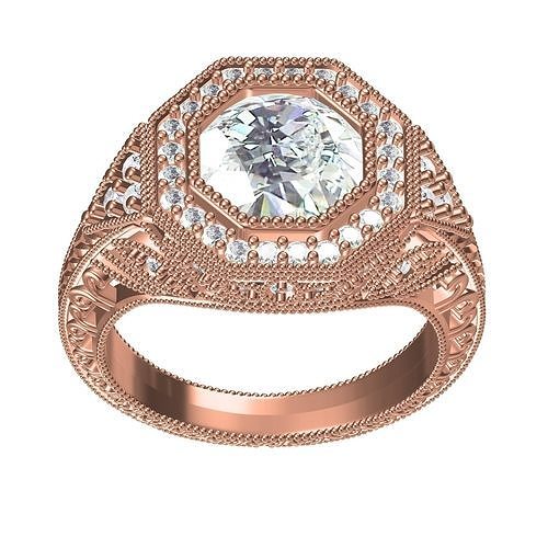 antiguo filigrana Arte deco compromiso anillo mujer joyería joya Moda diseño diamante oro plata imprimible 3d canalla personalizar anillos 3D print model - Mito3D