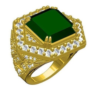 antique green emerald art deco engagement ring women jewelry gem gold silver diamond jewelery jewel wedding fashion beauty rings 3d print model - Mito3D