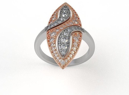 antico marchesa forma diamante squillare decorazione arte stampabile anelli gioielleria argento design Fidanzamento Vintage modello gemma 3d print model - Mito3D