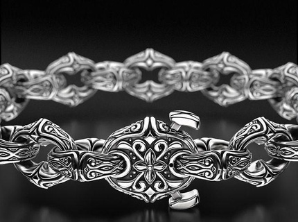 antique hommes argent bracelet 760 3dprinted conception mode or d'or bijou bijoux impression imprimable prototypage bracelets 3d print model - Mito3D
