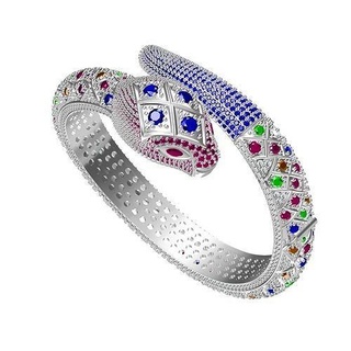 antique serpent multi Couleur gemme bracelet bijoux gemmes diamant or argent bijou imprimable 3d goujat conception Personnaliser blanc sterling mode beauté bracelets 3d print model - Mito3D