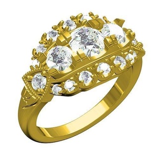 antique calcul art déco mariage bague bijoux gemme précieux or argent imprimable diamant gemmes 3d goujat conception Personnaliser anneaux 3d print model - Mito3D