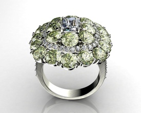 antique vintage diamond cluster ring jewelry wedding jewellery gemstone emerald amethyst sapphire topaz ruby garnet rings 3d print model - Mito3D