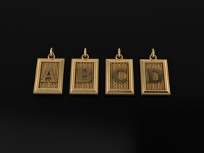 antique ancien style boîte rectangle lettre Cadre pendentif 5 bijoux chaîne Collier classique moderne unisexe femmes femelle 3d print model - Mito3D