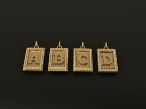 antique ancien style boîte rectangle lettre Cadre pendentif 7 bijoux Collier charme mélanger Taille mode tendance 3d print model - Mito3D