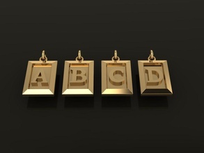 antique ancien style boîte rectangle lettre Cadre pendentif 8 bijoux Collier charme mélanger délicat gamins Hommes 3d print model - Mito3D