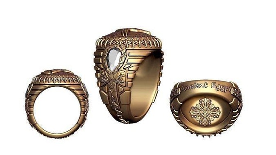 anubis ankh symbol - ring 3dprinting 3dmodel printready ring male female jewelry gold printable design rings diamond miniatures silver jewel 3dprintmodel  3d print model - Mito3D