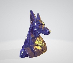 anubis bust wireframe voronoi wiremesh mesh decor statue modern art decoration wire 3d sculpture lowpoly ancient greek egyptian canine sculptures 3d print model - Mito3D