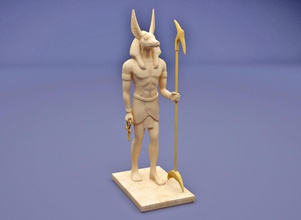 anubis head of jackal holding an ankh a was-sceptre egyptian statue sculpture guardian mummification history deity egypt ancient art sculptures 3d print model - Mito3D