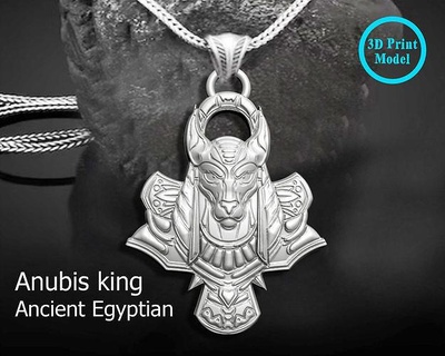 anubis king pendant jewelry silver 3dprinting pharaonic egypt intarsia 3dsmax jewel printable necklaces casting ancient inscriptions pendants anubisgod art 3d print model - Mito3D