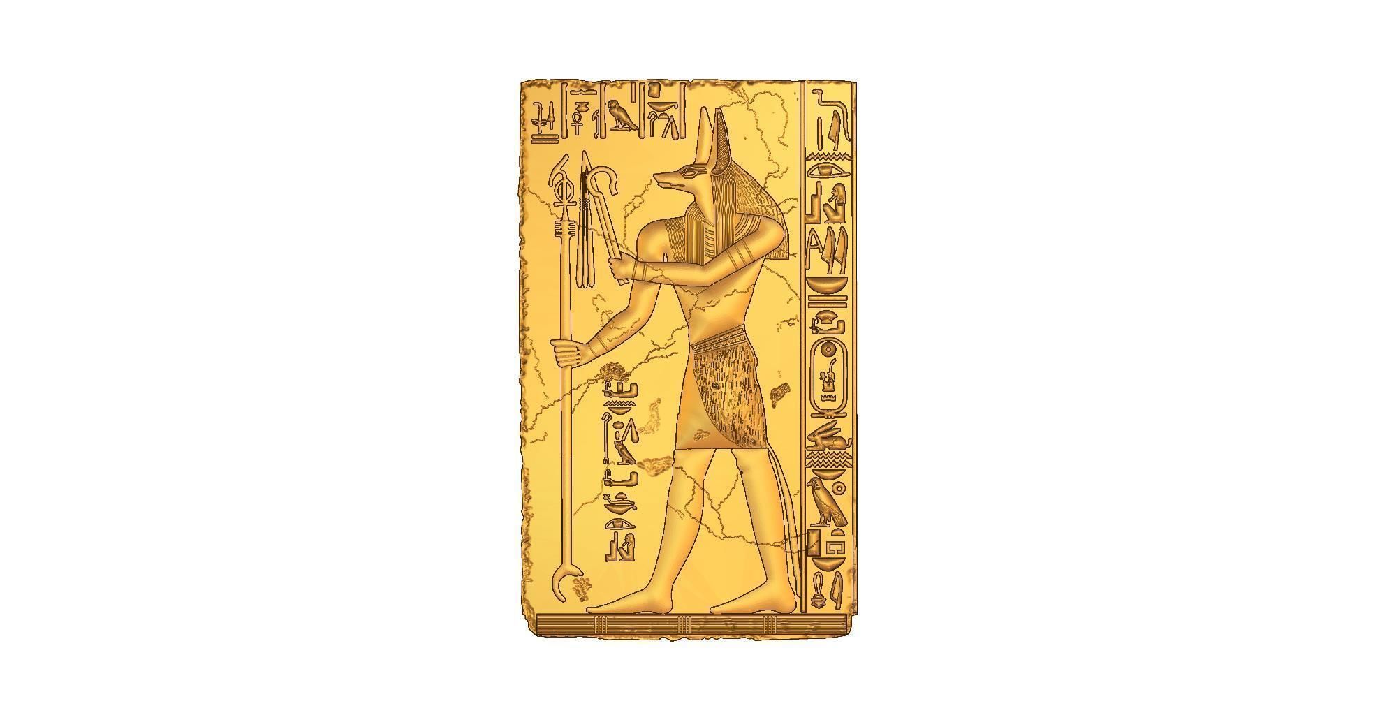 anubis antiguo egipcio jeroglífico cncmodel cncrelief alivio alivioforcnc ancientgod dios muerte estatua arte esculturas egipto cuneiforme tableta of 3D print model - Mito3D