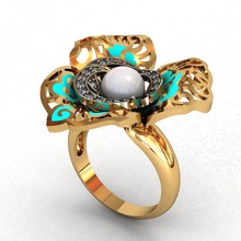 anyuta la joyería de oro anillo imprimible lujo engagem plata el diamante compromiso boda rhino matriz cad stereoliteography los anillos femenino moda zafiro 3d print model - Mito3D