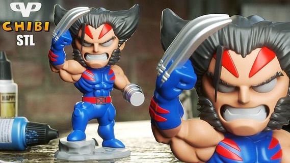 Aoa Wolverine Chibi stl 3d baskı chibistl 3dxm hayret Birleşik homebrew yaş kıyamet oyunlar oyuncaklar 3d print model - Mito3D