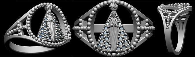 Aparecida Ringe glänzend Nossa Senhora Heilige Santa Maria Dame Basilika Dom Taube Geist heilig Santo brillant Juwel Diamant Steine Schmuck 3d print model - Mito3D