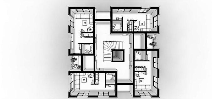 apartamentos edificio arquitectura Departamento casa hotel separar detallado 3d print model - Mito3D