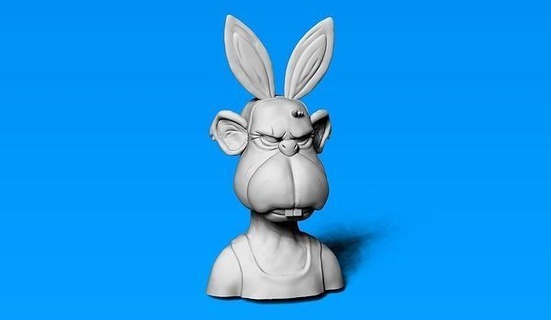 scimmia nft coniglietto 3d Stampa modello annoiato tavola arte sculture coniglio highpoly 3d print model - Mito3D