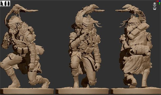 sommet légendes limier suivi proie apexlegends corbeau personnage vidéo jeux vidéos jeu afficher oiseau homme chasseur art sculptures 3d print model - Mito3D