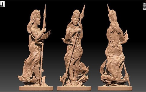 afrodite estátua of mulher segurando espada grego deusa lança pomba pombas pássaros celestial antigo romano escultura decoração arte exterior arquitetônico arquitetura esculturas 3d print model - Mito3D