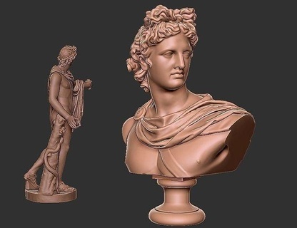 Apollon buste statue sculpture art grec architectural décor personnage sculptures décoration Accueil maison fantaisie panneaux logos 3d print model - Mito3D