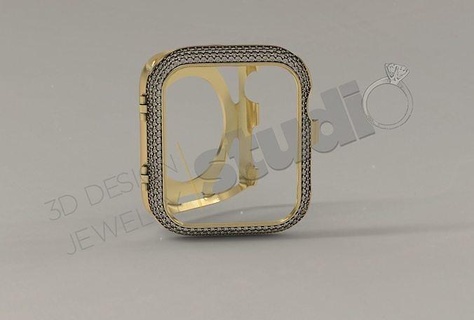 apple iwatch series 6 44mm cover diamonds iwatch6 44 jewel jewellery gems gold luxury band jewelry 3d print model - Mito3D