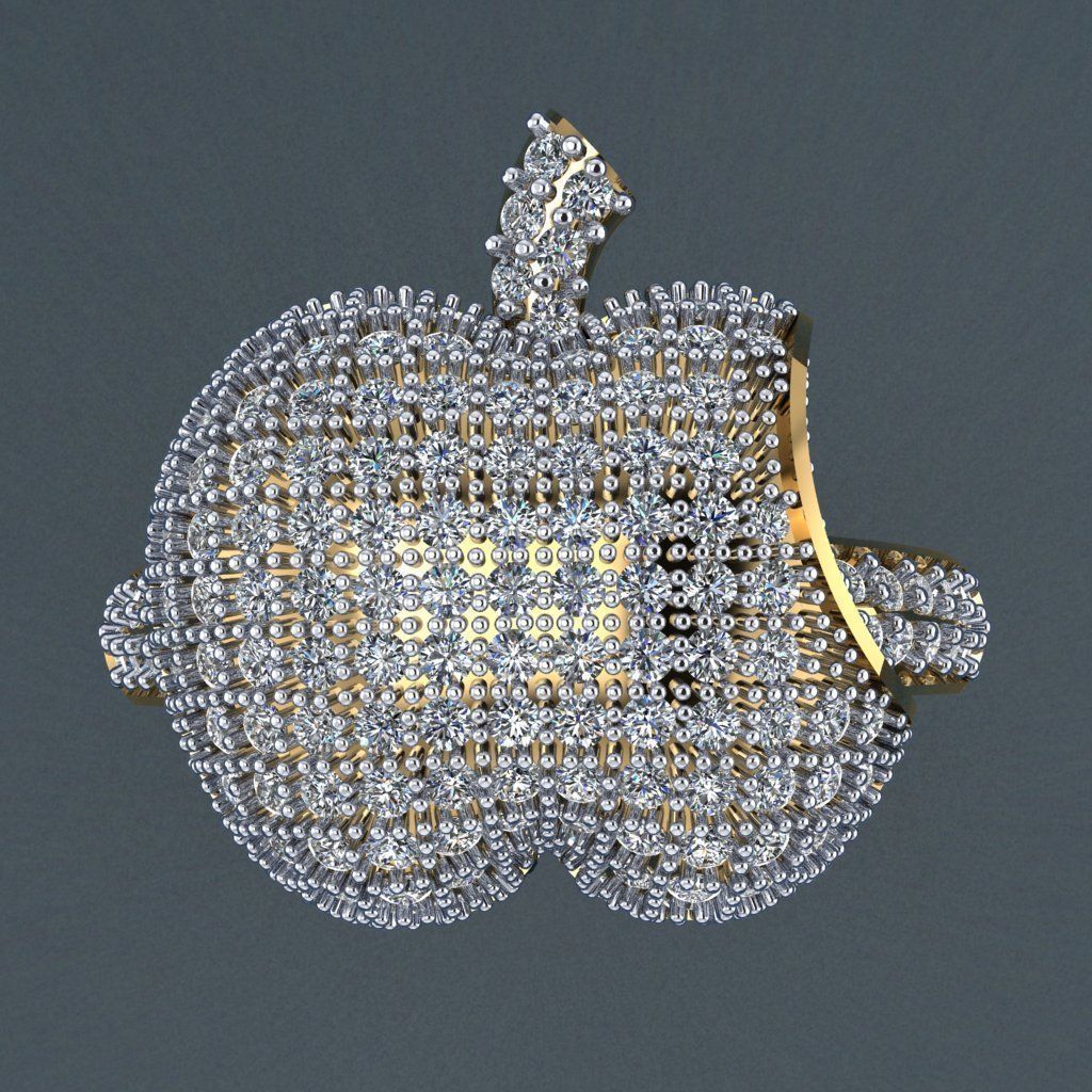 29 elma yüzük takı altın moda sterling yazdırılabilir güzellik elmas düğün yüzüğü nişan Gümüş mücevher platin gem parlak Safir apple 3D print model - Mito3D