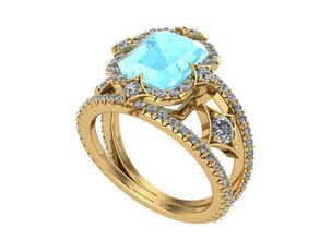 aqua ring diamant golden silber schmuck schick ringe 3d print model - Mito3D