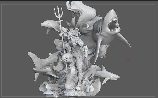 Aquaman film dc 3d imprimable statue art marin sculpture poisson illustration nature animal mer requin océan sculptures 3d print model - Mito3D