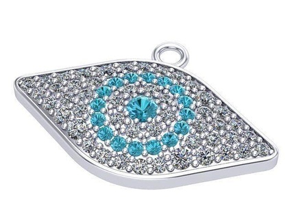 aquamarine diamonds eye pendant diamond golden silver jewelry pendants 3d print model - Mito3D