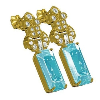 aquamarine emerald stone art deco stud earring precious jewelry gold gem silver jewel platinum printable 3d cad design customize sith earrings 3d print model - Mito3D