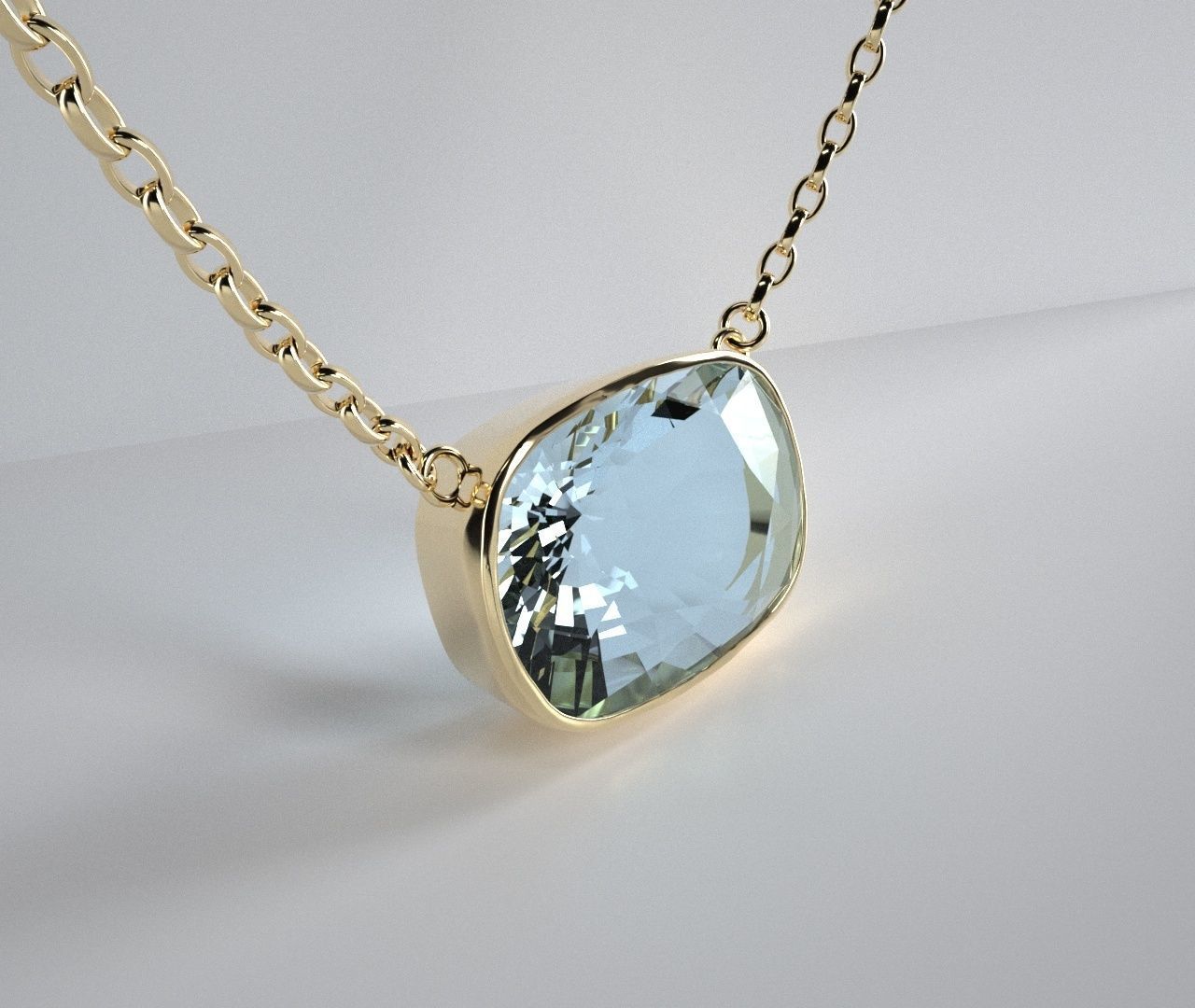 aquamarine pendant jewelry diamond golden silver pendants 3D print model - Mito3D