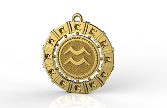 kova kolye altın Gümüş 3d yazdırılabilir takı sembol aquarius cnc moda güzellik baskı mücevher zodiac 3d print model - Mito3D