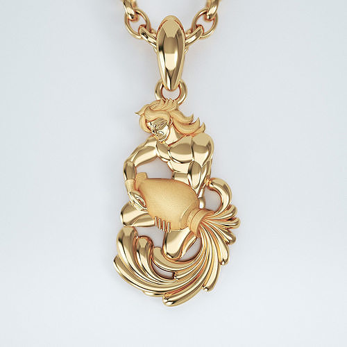 aquarius zodiac sign pendant 001-02 necklace model 3d printable gold jewelry symbol love silver sterling platinum jewellery jewel astrology pendants fashion 3D print model - Mito3D