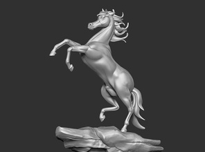 arabian horse jump sculpture art animal statue polygon deco sculptures mare colt riding rock cliff 3d print model - Mito3D