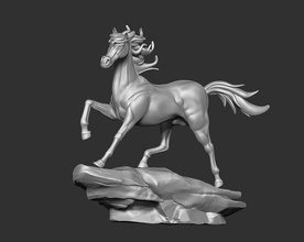 arabian horse rock art animal sculpture statue polygon deco sculptures mare colt riding 3d print model - Mito3D