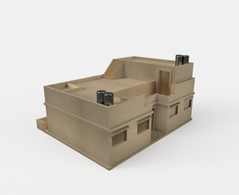 arabo casa architettura famiglia sabbia arabo residenziale duna edificio illustrazione saudita isolato suburbano sahara arabio deserto stampa 3d esterno all'aperto 3d print model - Mito3D