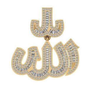 arabe Allah pendentif or alphabet bijoux imprimable argent diamant anneaux bague bijou mariage engagement pendentifs 3d print model - Mito3D