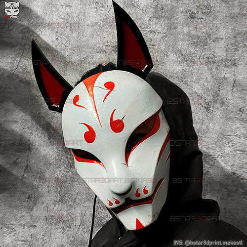 aragami 2 maschera kitsune halloween cosplay bstar3dprint giocattoli costume ombra l 39 samurai hannya oni kitsunemask maschere giapponese giochi 3D print model - Mito3D