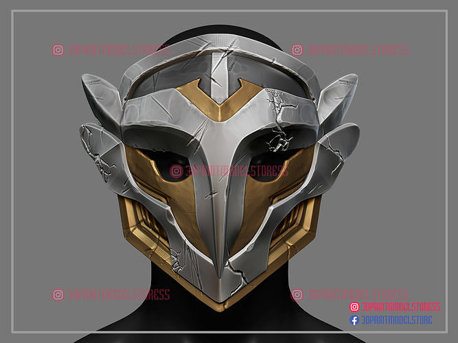 arcane firelight leader mask - lol league of legends netflix helmet enforcer cosplay costume halloween shield jinx games toys 3D print model - Mito3D