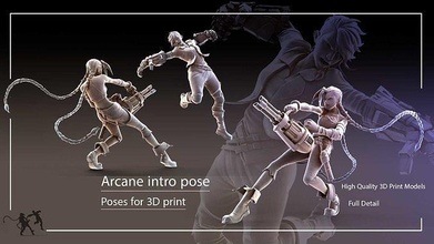 arcane intro pose leage of legends vi jinx girl body printable woman game animation female figure character art sculptures 3d print model - Mito3D