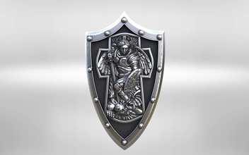 archangel michael cross shield angel devil sculpture demon jewelry pendants lucifer 3d print model - Mito3D