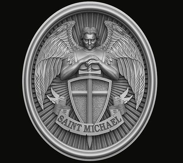 baş melek Michael kolye Lucifer bas Rahatlama kanatlar kutsal takı Katolik Hıristiyan şeytan cazibe yılan cnc mızrak aziz Sanat heykeller 3d print model - Mito3D