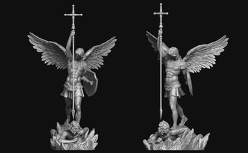 erzengel michael statue engel jesus flügel religiös katholisch satan luzifer schlange schmuck porträt speer christian skulptur heilig bibel dämon kunst skulpturen 3d print model - Mito3D