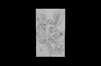 erzengel michael triumphierend satan teufel engel superheld feder gold statuette heilig magisch drachen statue skulptur champion braun keaton luzifer kreatur verlangen flügel schmuck 3d print model - Mito3D
