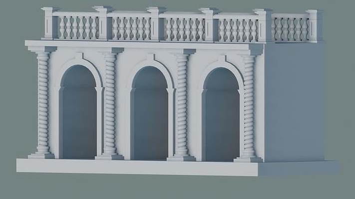 arqueado puerta arcada arquitectónico apertura entrada decoración arco portal arquitectura barandillas columnas balaustre hogar casa barandilla edificio mueble 3d print model - Mito3D