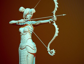archer statue arc flèche sculpter personnage sculpture 3d impression fille tête imprimable buste corps femme mode art sculptures 3d print model - Mito3D
