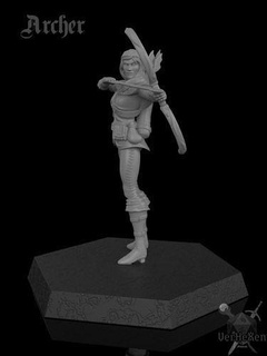 arquero mini hembra mujer personaje dnd calabozo rpg tablero juego juguete fantasía Arte medieval humano arco flecha juegos juguetes 3d print model - Mito3D