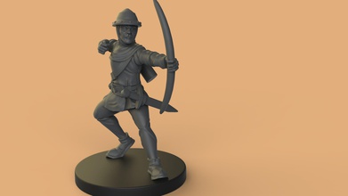 arquero figurilla of hombre arco flecha juegos mesa miniatura medieval tiro juguetes tablero 3d print model - Mito3D
