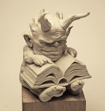 archivarius statue of demon reading book sculpture art prize goblin abstract creature devil imp satan incubus gift souvenir miniature sculptures miniatures figurines 3d print model - Mito3D